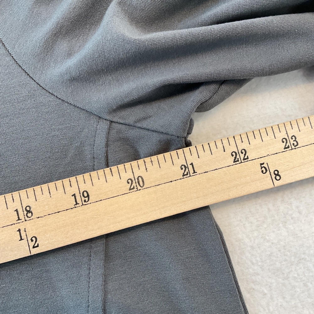Eileen Fisher Metor Grey Tencel V-Neck A-Line Dress 3/4 Sleeve Pockets L NEW - Picture 5 of 10